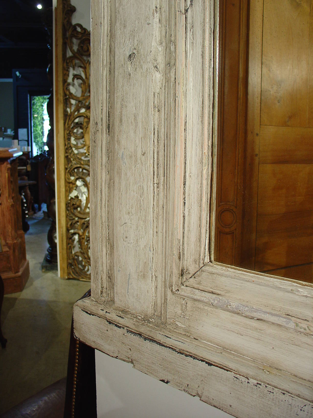 Antique French, Painted Trumeau Mirror from an 1860s French Boiserie 2