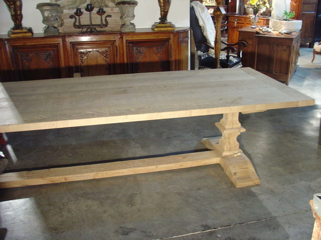 Beautifu Oak Trestle Dining Table from France-Antique Base 4