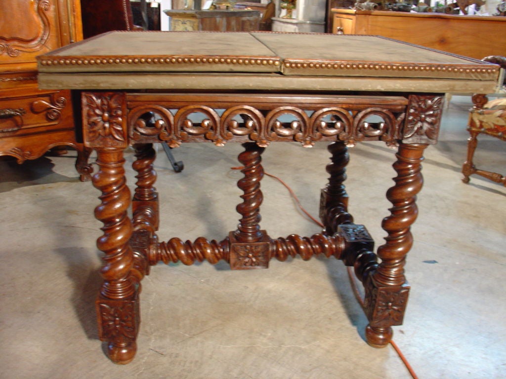 19th Century Antique Louis XIII Style Game Table-Walnut Wood, Late 1800s