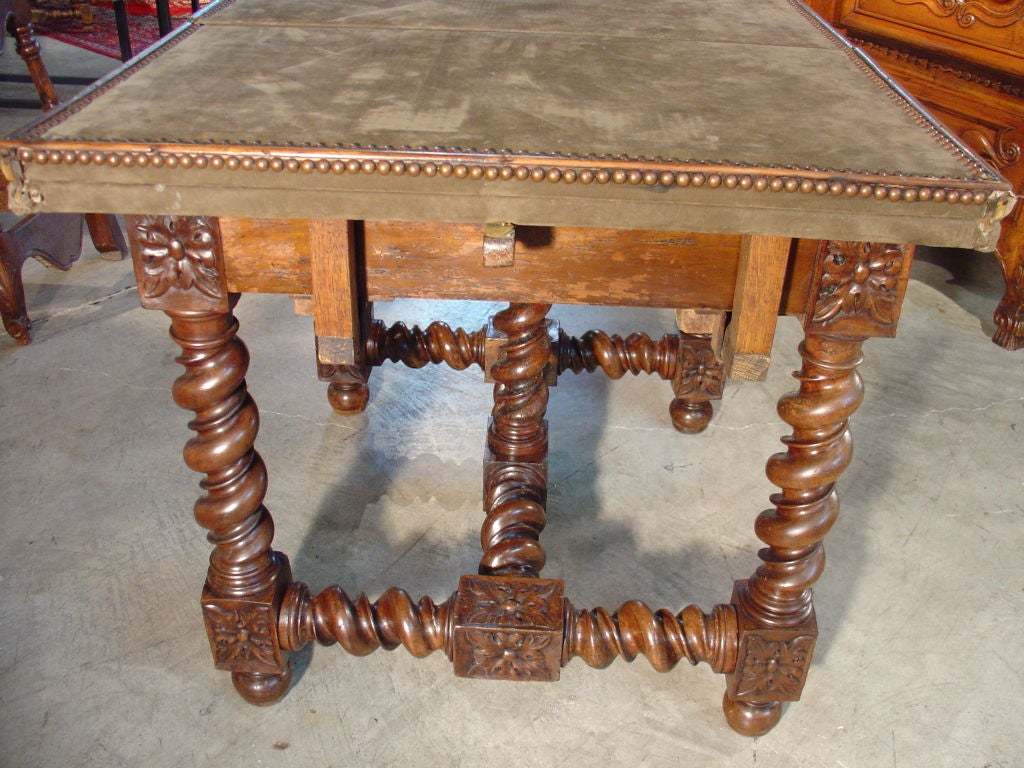 Antique Louis XIII Style Game Table-Walnut Wood, Late 1800s 3
