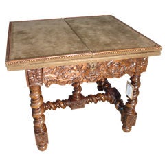 Antique Louis XIII Style Game Table-Walnut Wood, Late 1800s