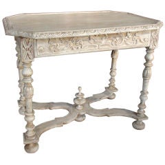 Antique Louis XIV Style Whitewashed Writing Table with Center Dr