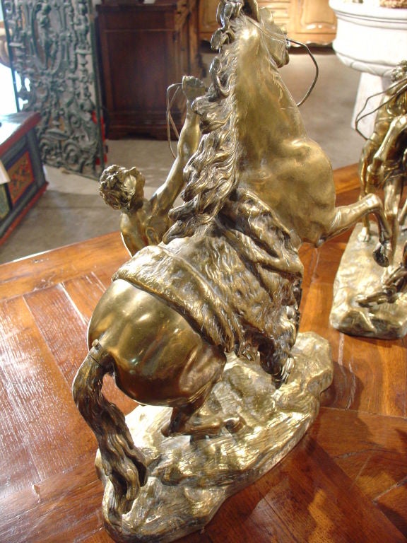 19th Century Pair of Antique French Bronze Statues-The Marly Horses
