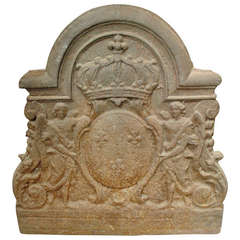 Unusual 18th Century Cast Iron Fireback from France