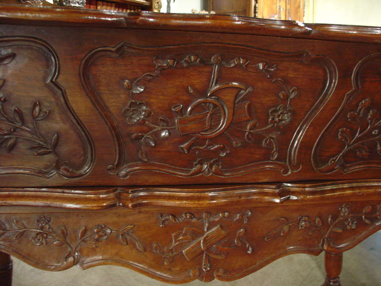 Louis XV Walnut Wood Petrin/Maie from France with Musical Motifs