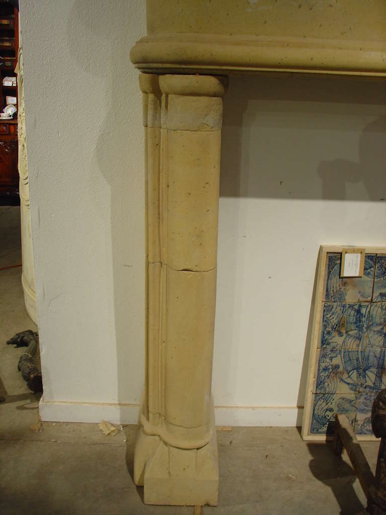 Carved Limestone Fireplace Mantel from France 2