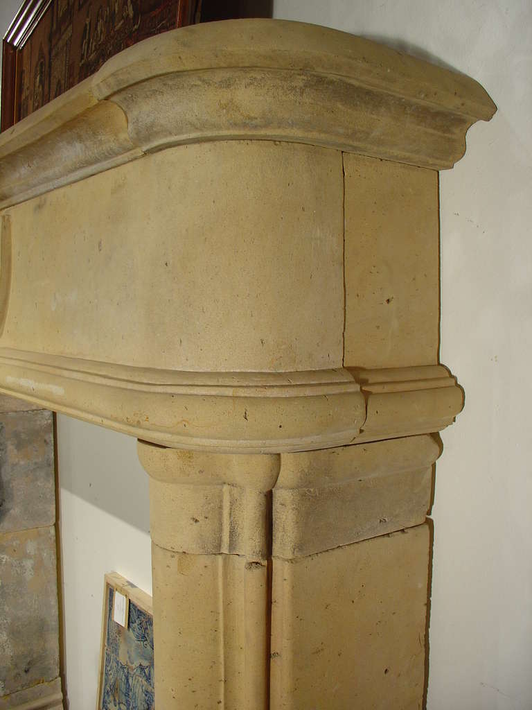 20th Century Carved Limestone Fireplace Mantel from France