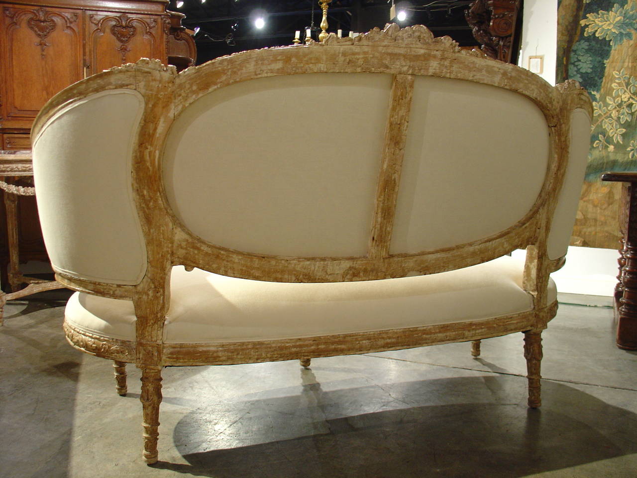 Beautiful Antique French Parcel Paint Settee with Musical Motifs 4