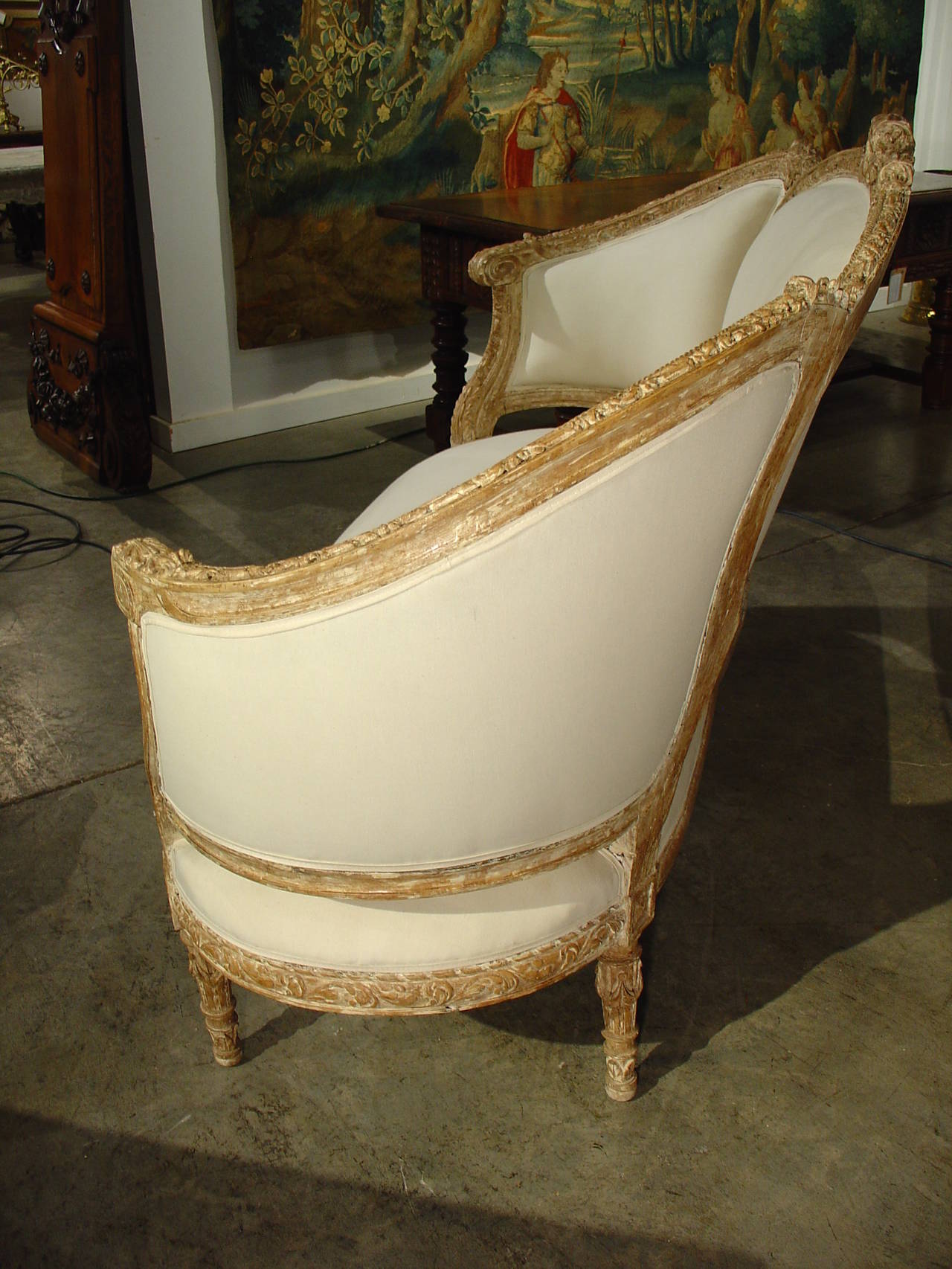 19th Century Beautiful Antique French Parcel Paint Settee with Musical Motifs