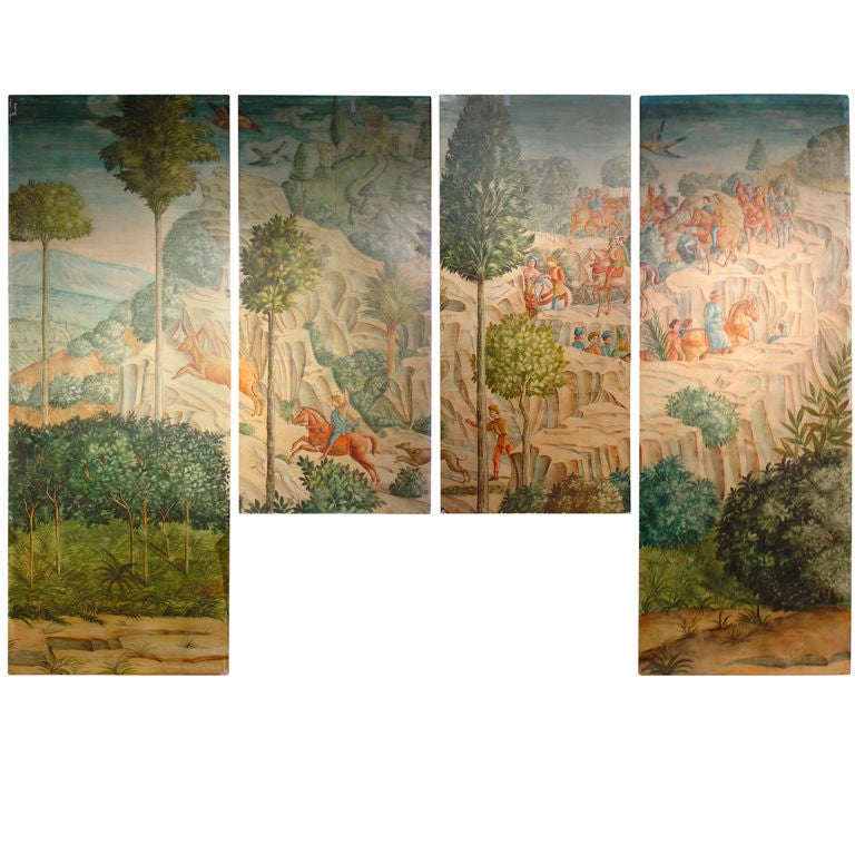 Set of Large Spanish Paintings (Tetraptych) 20th Century
