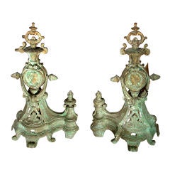 Antique Bronze Andirons-Late 1800s