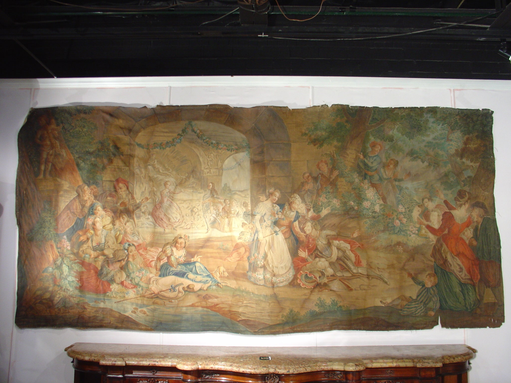 Large 19th Century French Boiserie Painting on Canvas: 'Angelique et Medor'