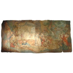 Large 19th Century French Boiserie Painting on Canvas: 'Angelique et Medor'