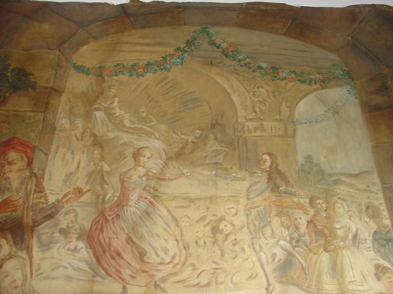 Large 19th Century French Boiserie Painting on Canvas: 'Angelique et Medor' 1
