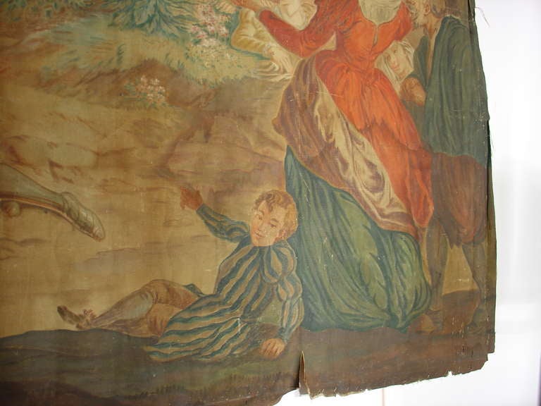 Large 19th Century French Boiserie Painting on Canvas: 'Angelique et Medor' 2