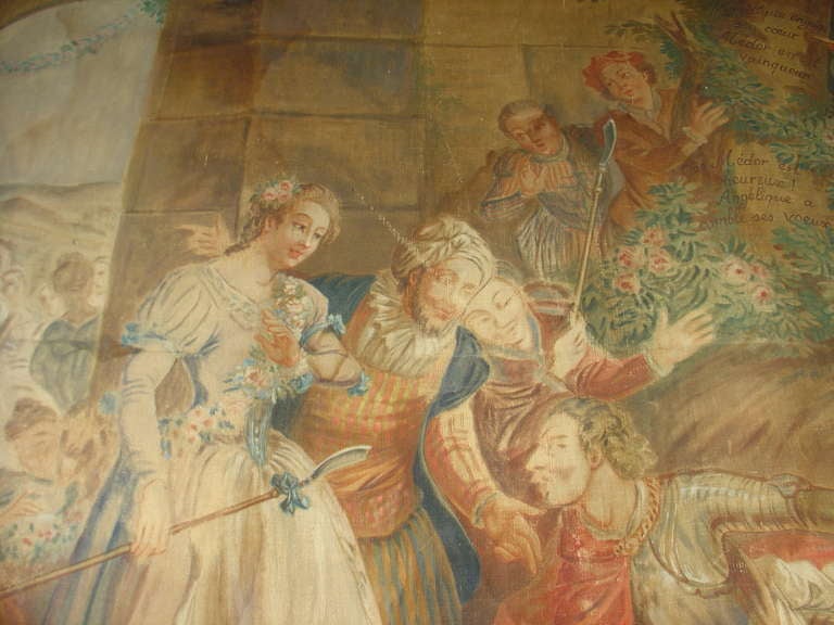 Large 19th Century French Boiserie Painting on Canvas: 'Angelique et Medor' 3