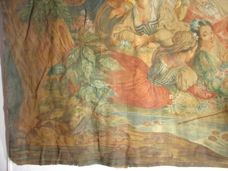Large 19th Century French Boiserie Painting on Canvas: 'Angelique et Medor' 4