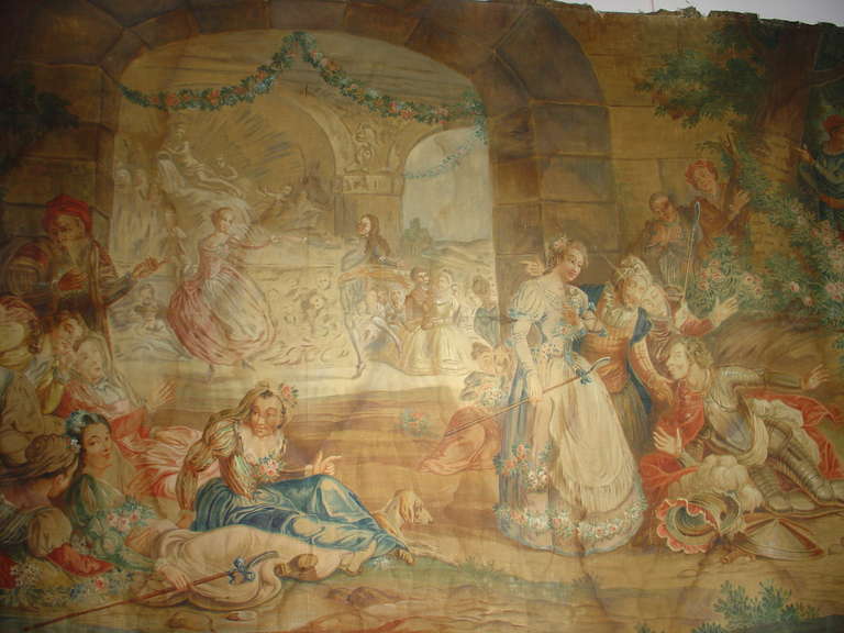 Large 19th Century French Boiserie Painting on Canvas: 'Angelique et Medor' 6