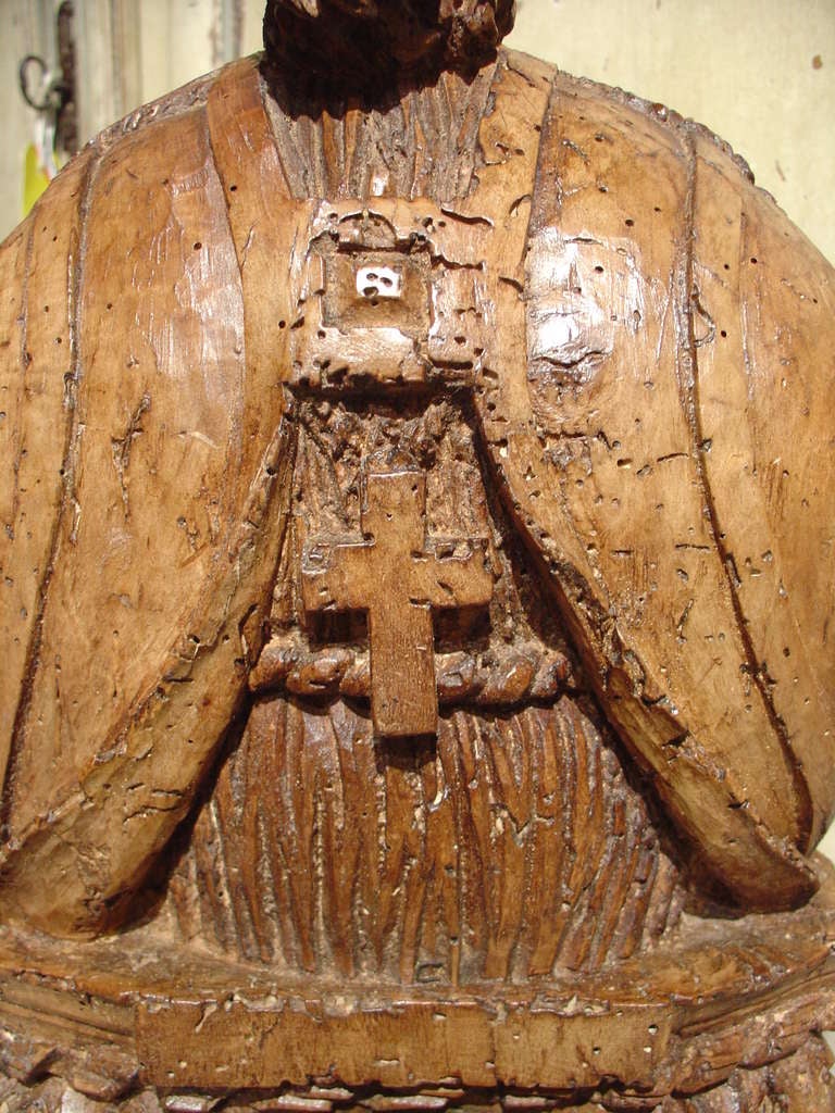 Rare 17th Century Walnut Wood Reliquary Bust 5