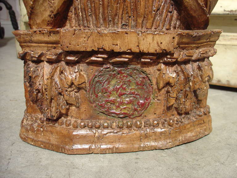 Rare 17th Century Walnut Wood Reliquary Bust 3