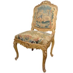 Antique Circa 1800 French Giltwood And Tapestry Chair