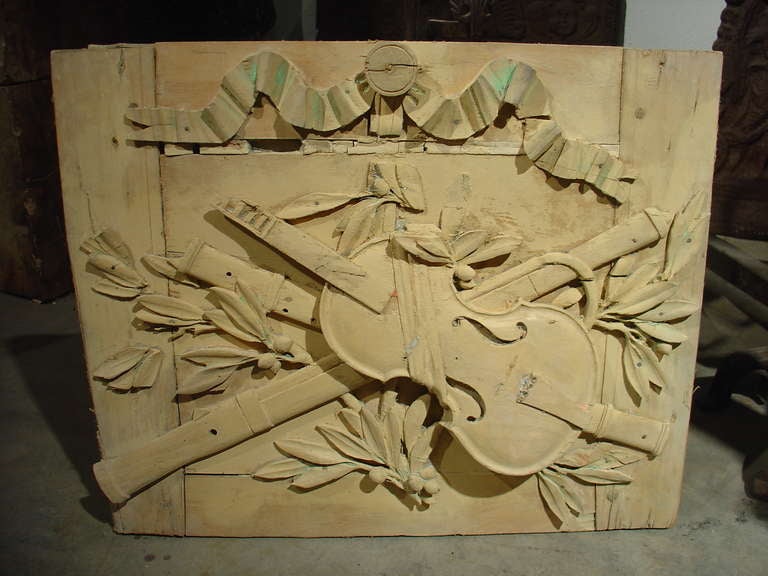 18th Century Carved French Musical Trophy Panel
