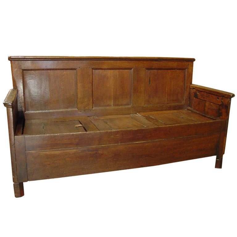 Antique Wooden Storage Bench from France