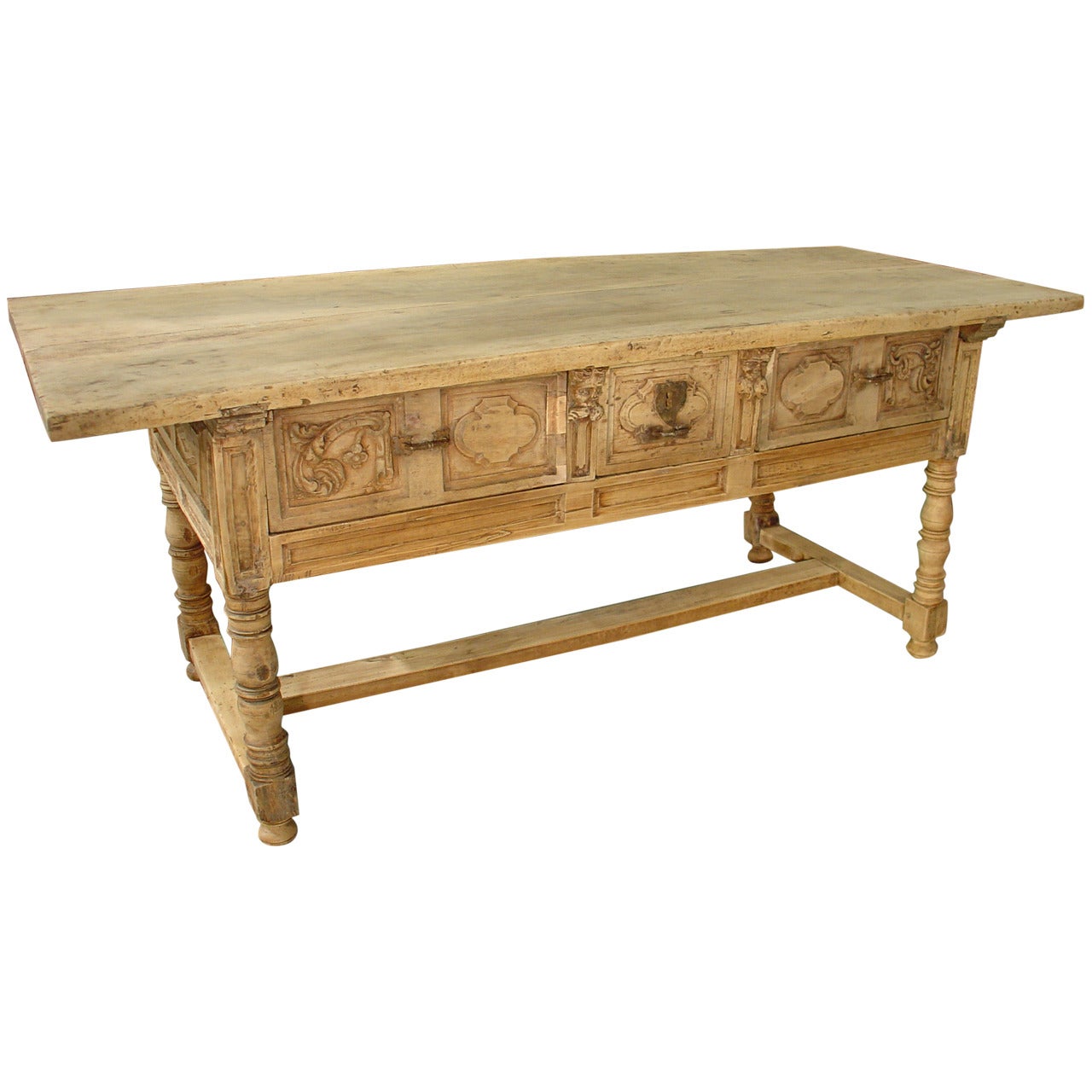 18th Century Stripped Walnut Wood Table from Italy