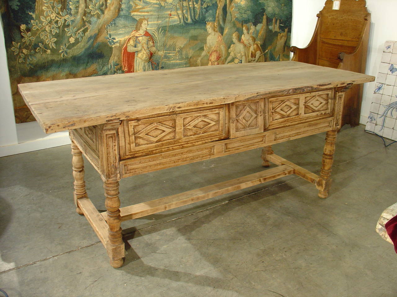 18th Century Stripped Walnut Wood Table from Italy In Good Condition In Dallas, TX