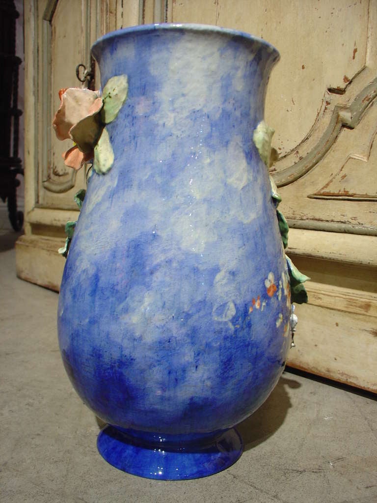 Français Antique Gros Relief Barbotine Vase- Ecole D'Auteuil Paris