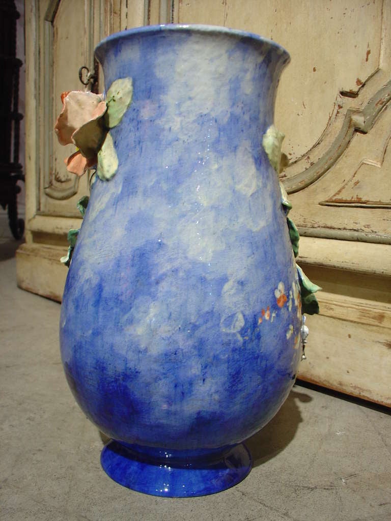 Français Antiquité Vase à Barbotine en Gros Relief - Ecole D'Auteuil Paris