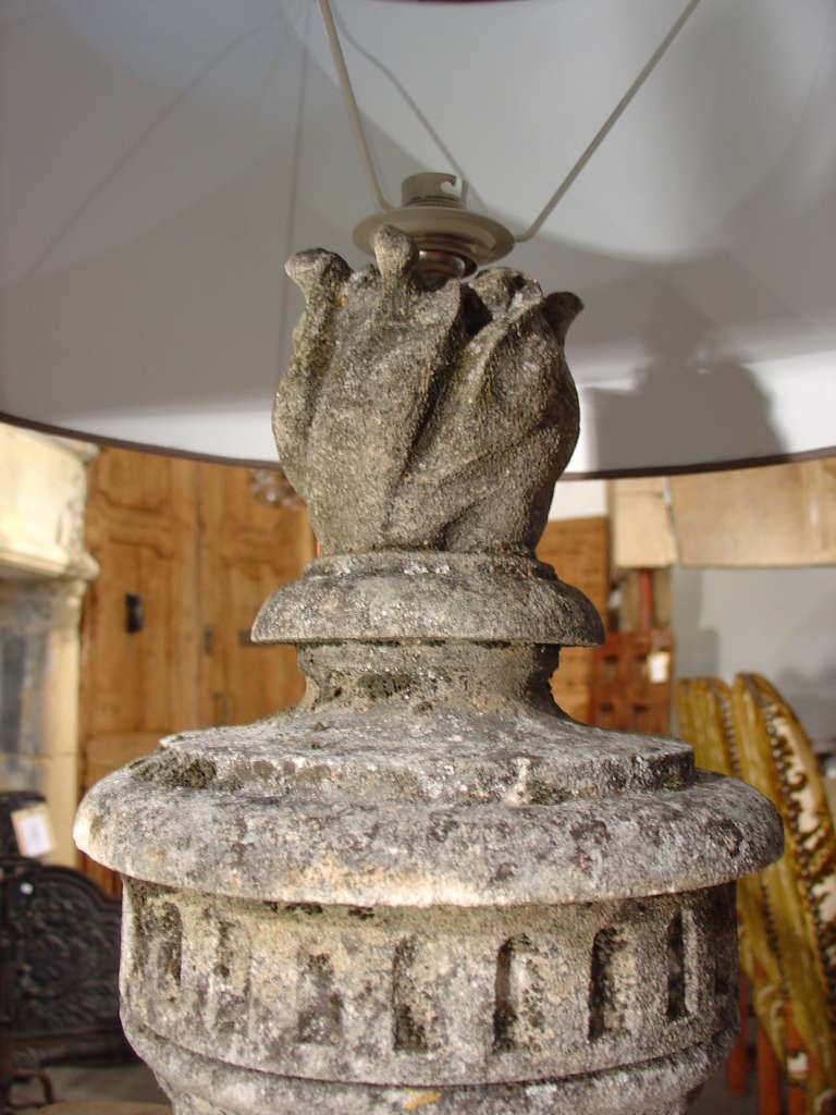 Pair Of Antique Stone Lamps From France 2