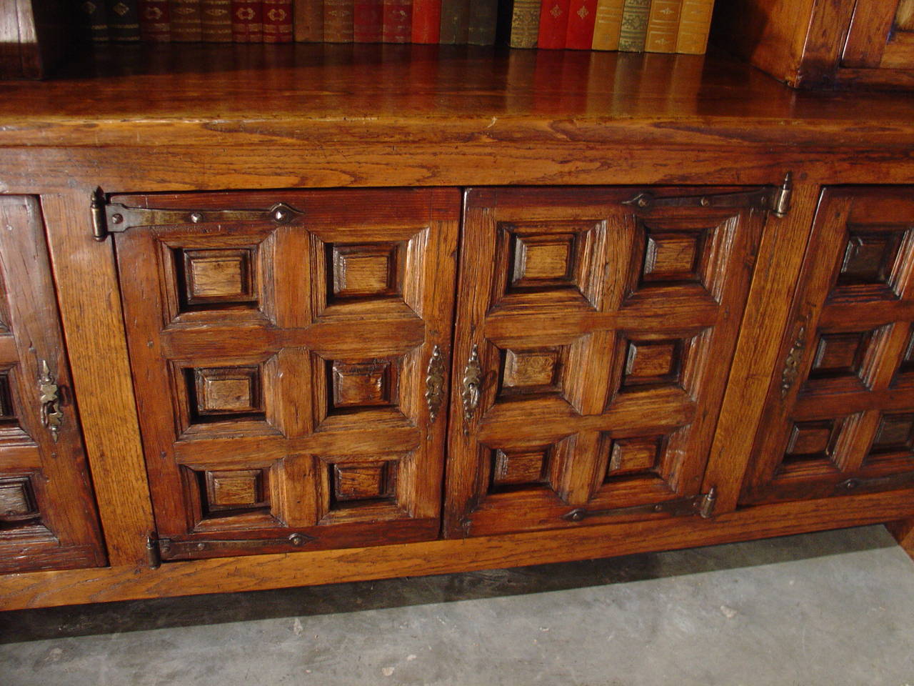 Large Oak Bookcase with Iron Hardware from Spain, Early 1900s 3