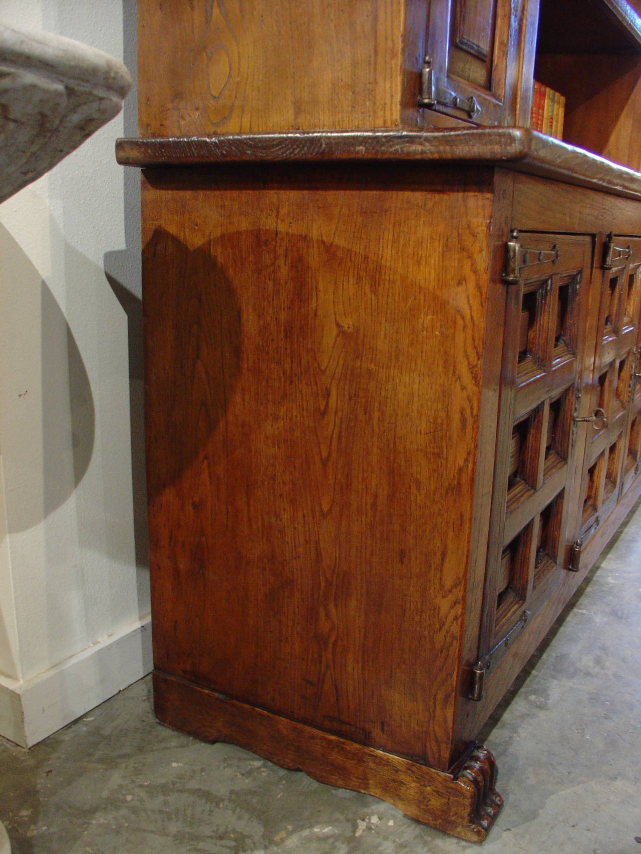 20th Century Large Oak Bookcase with Iron Hardware from Spain, Early 1900s