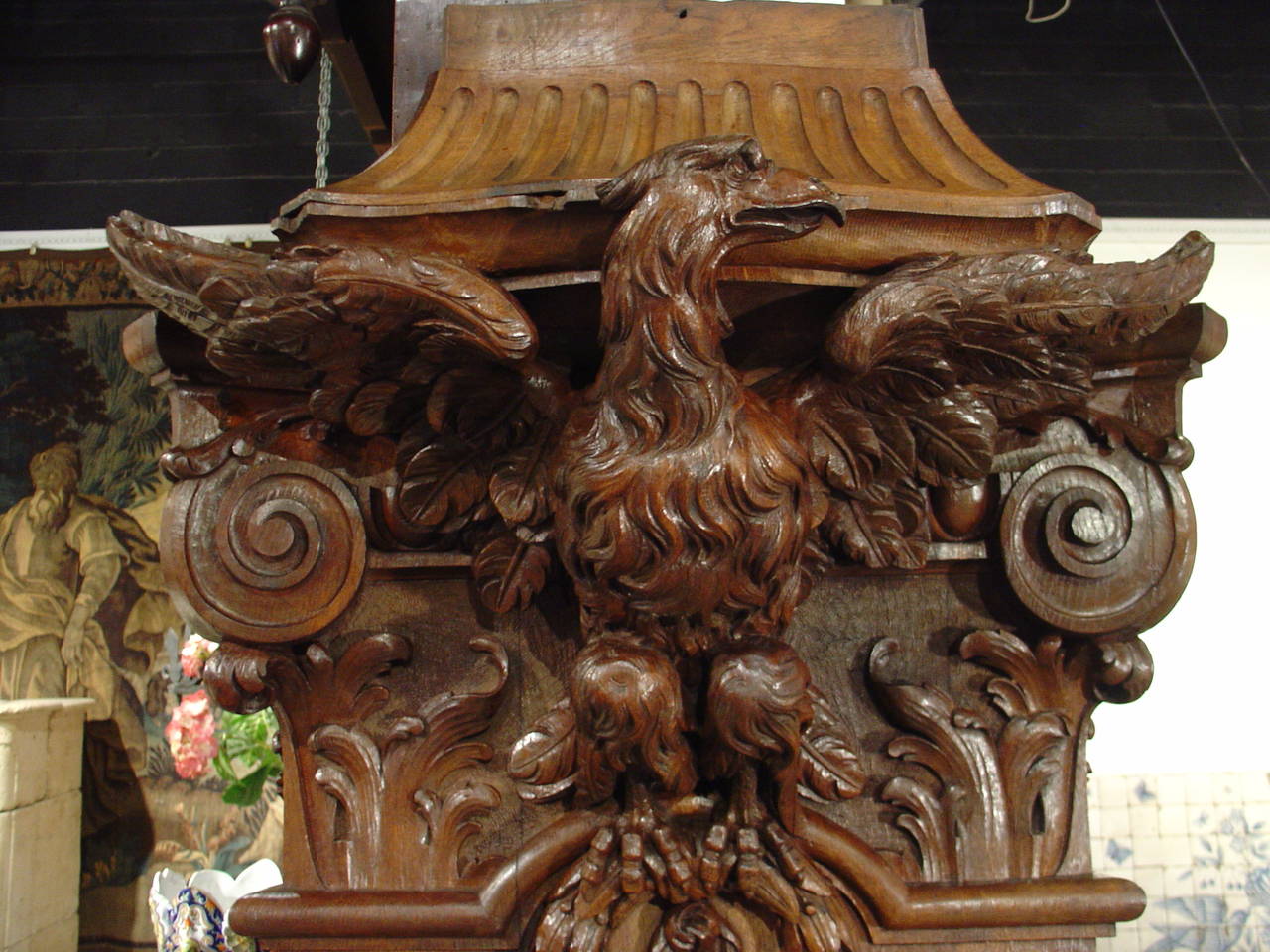 Stunning Antique, French Eagle Architectural Panel or Column Pilaster In Good Condition In Dallas, TX