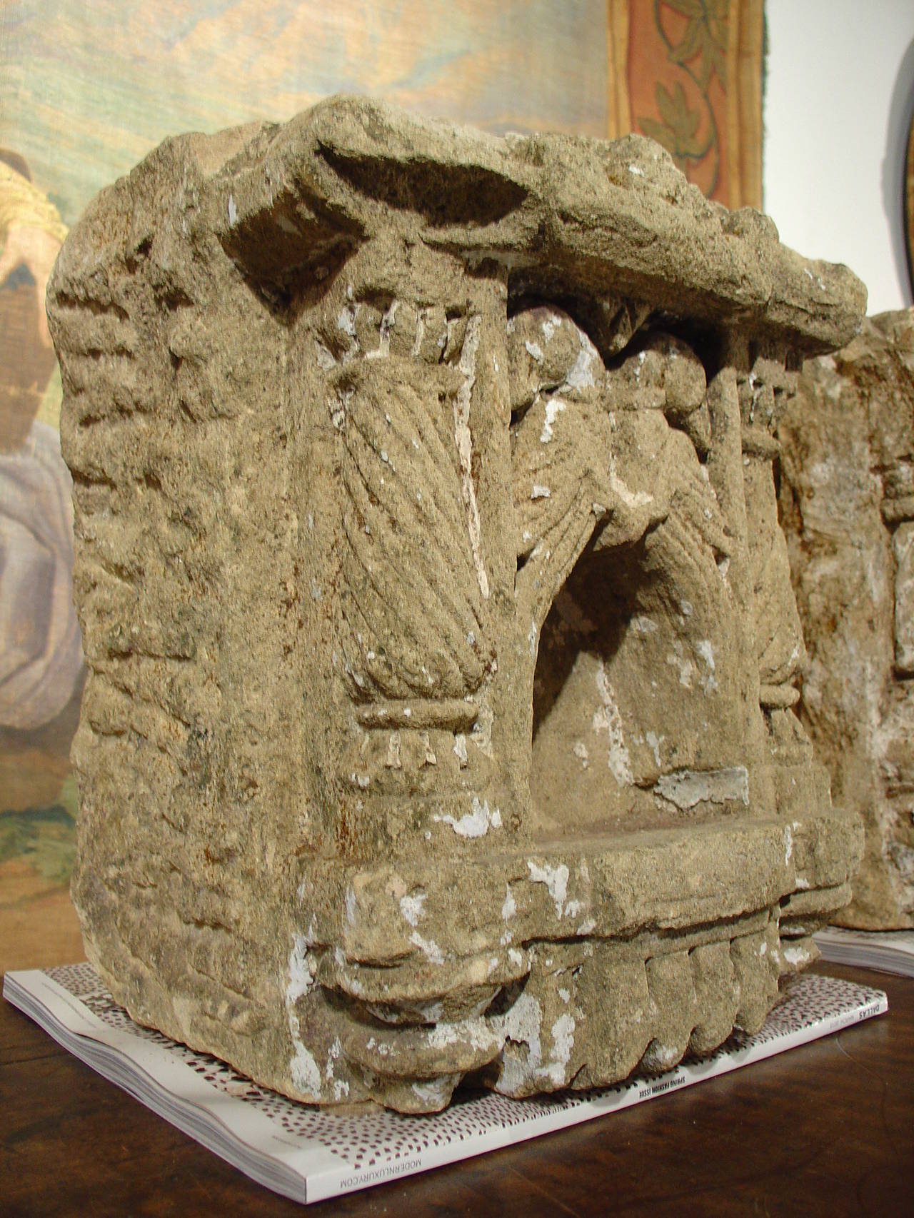 Pair of Hand-Carved Stone Shrines from India 3