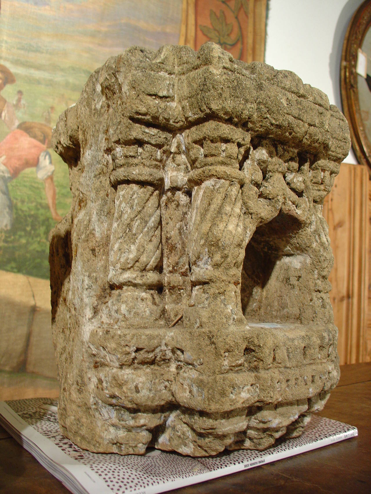 Pair of Hand-Carved Stone Shrines from India 4