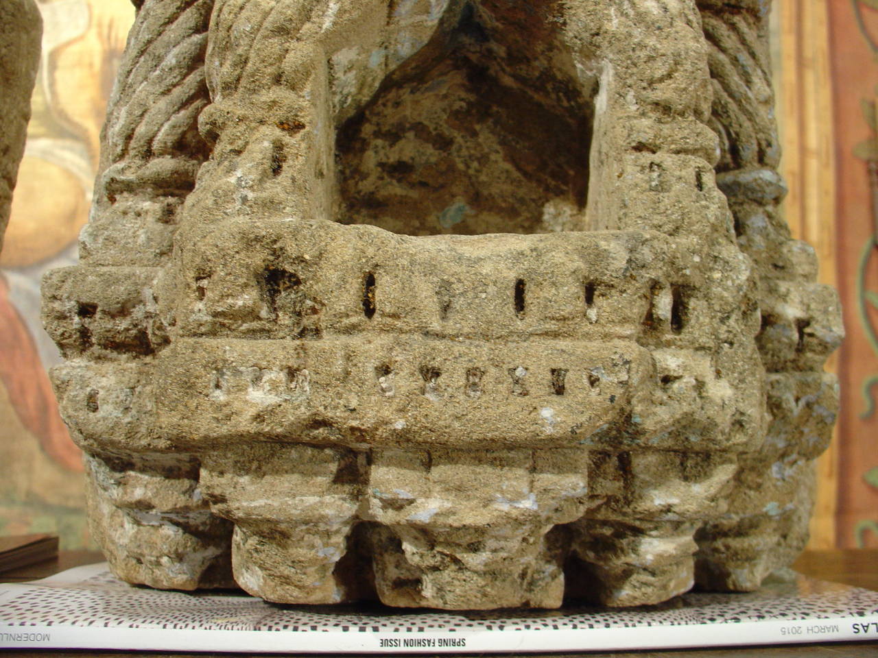Pair of Hand-Carved Stone Shrines from India 1