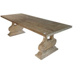 Antique European Oak Dining Table from France, with 19th Century Bases
