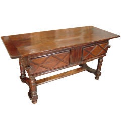 Used French Walnut Wood Desk Made From An 18th Century Maie