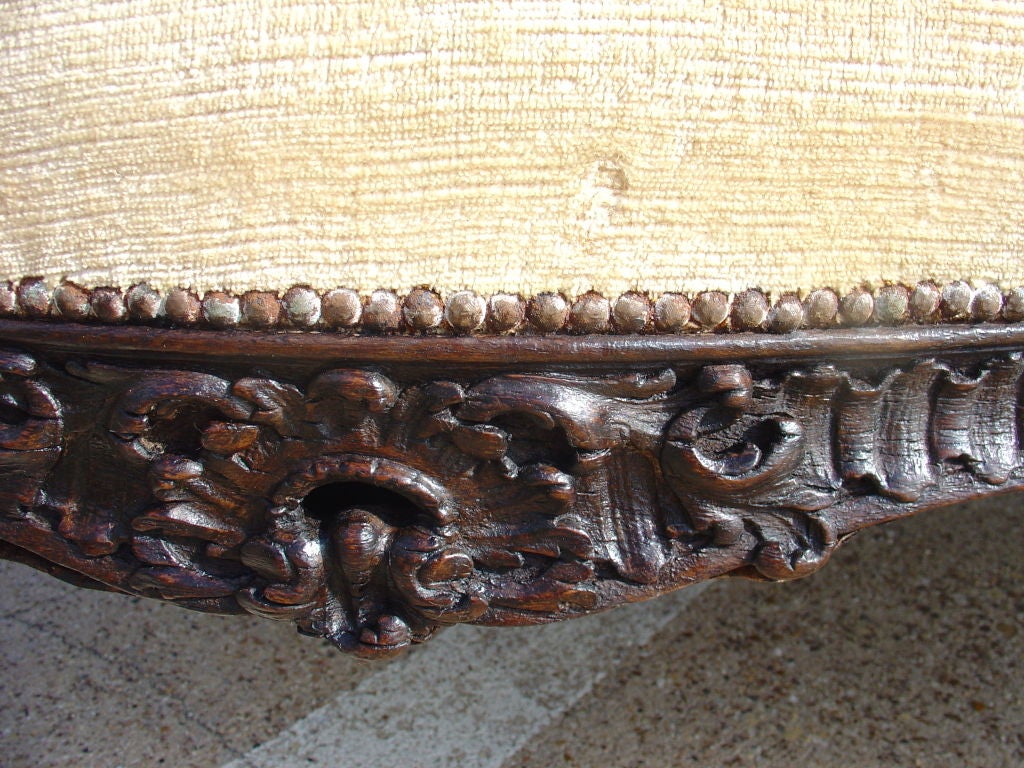 French Antique Walnut Wood Settee-France 1800s