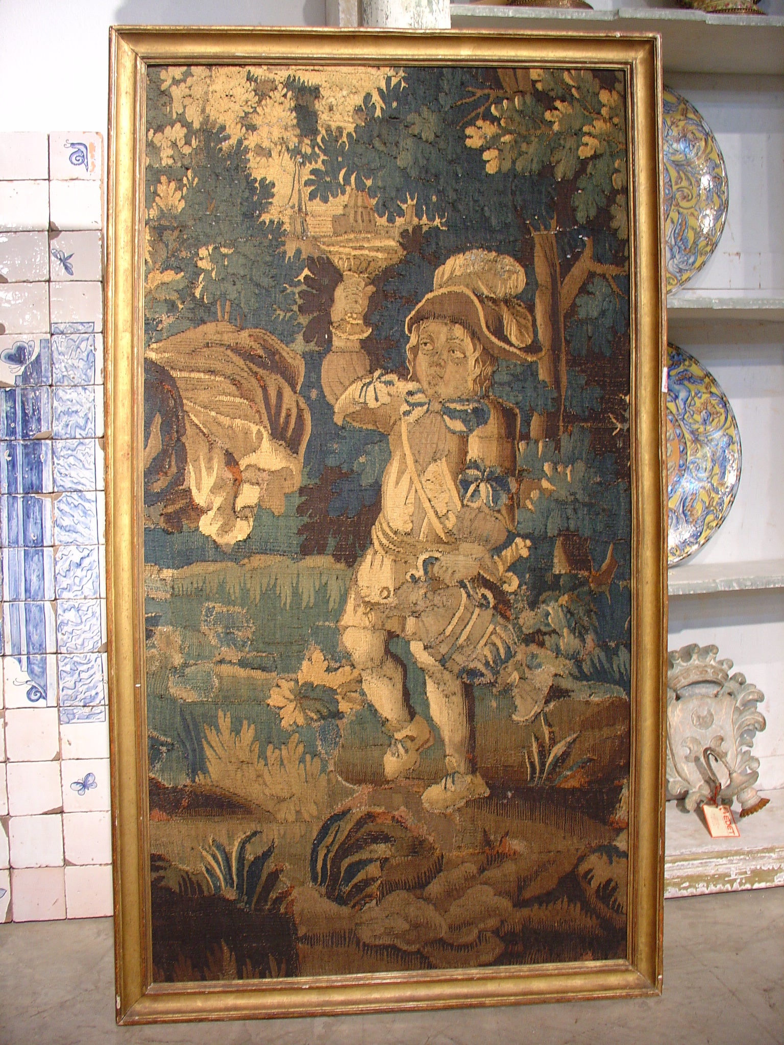 Framed 18th Century Aubusson Tapestry of Bacchus