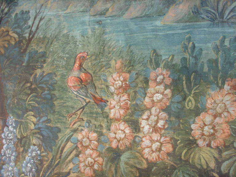 French Antique Painting on Canvas, Circa 1800 In Good Condition In Dallas, TX