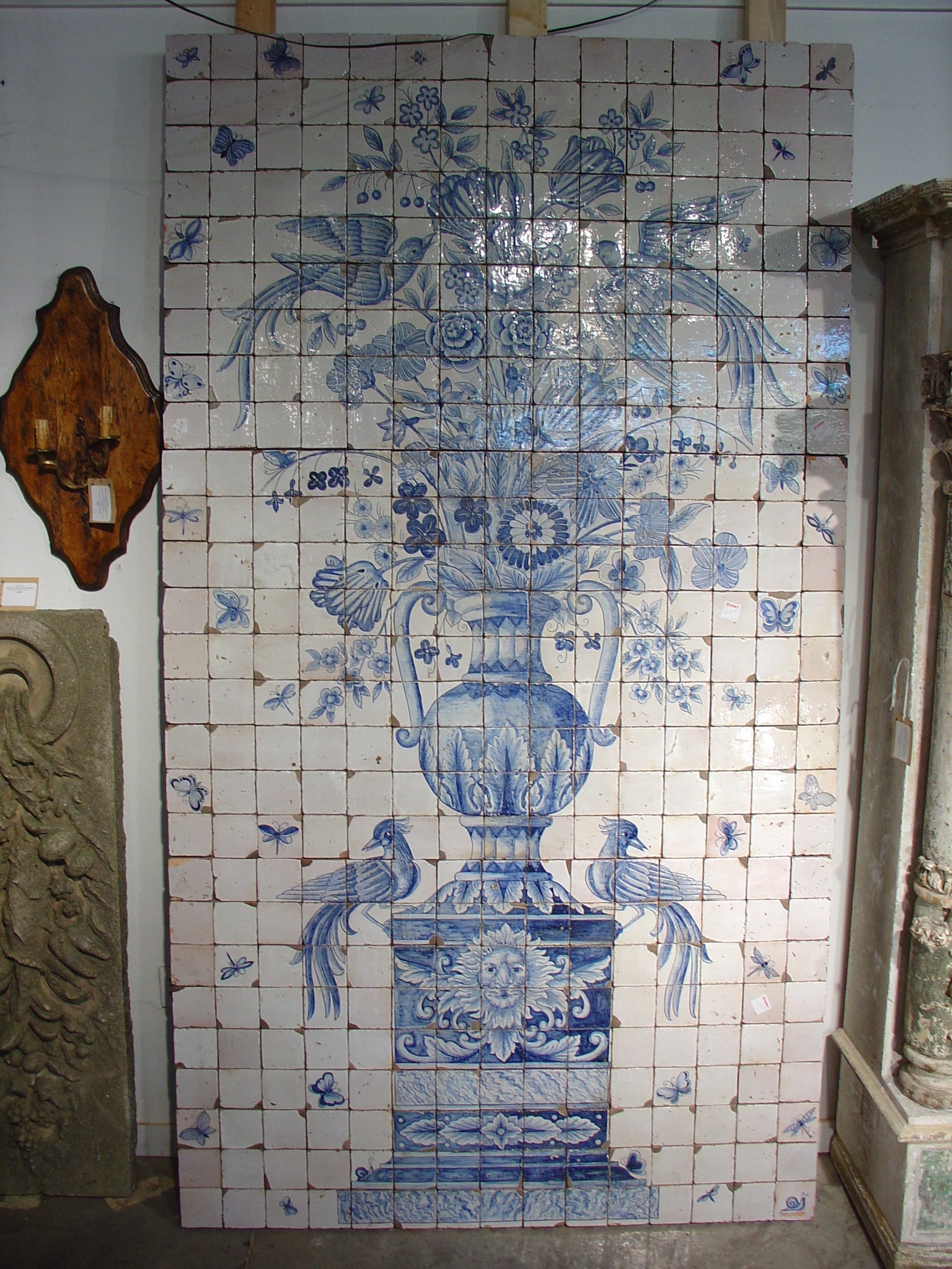 Massive 'Azulejo' Antique Tiled Plaque from Portugal (3 Sections)