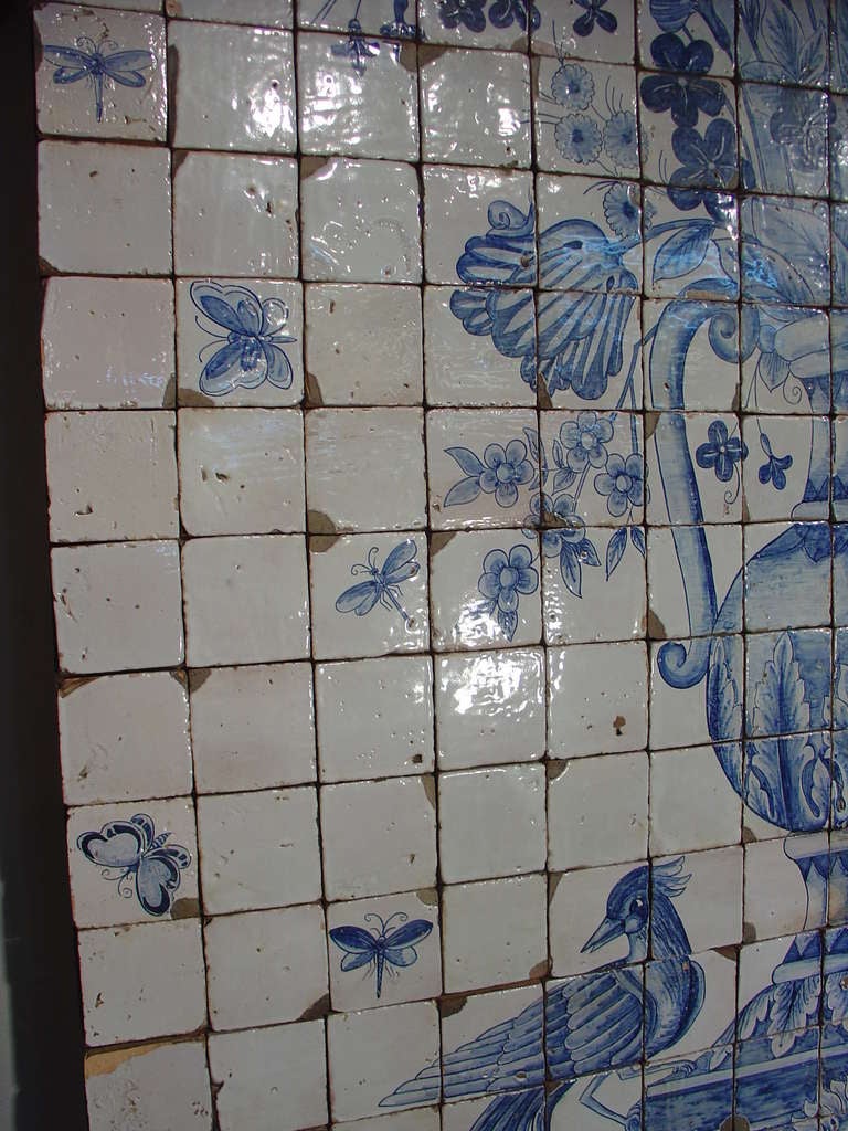 Portuguese Massive 'Azulejo' Antique Tiled Plaque from Portugal (3 Sections)