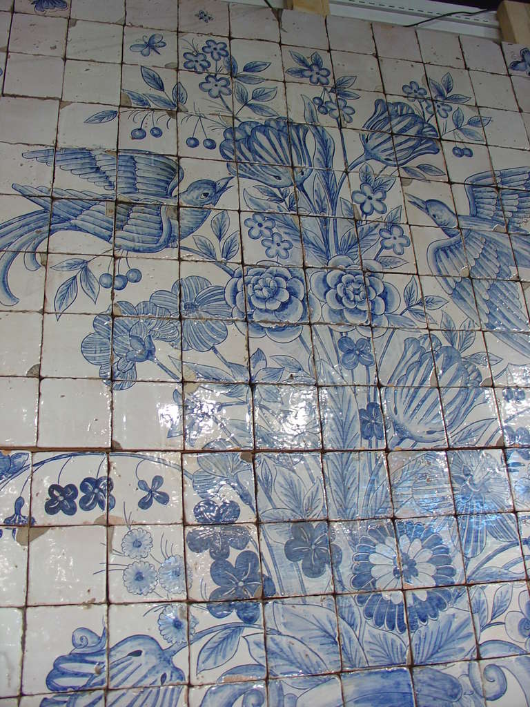 Glazed Massive 'Azulejo' Antique Tiled Plaque from Portugal (3 Sections)
