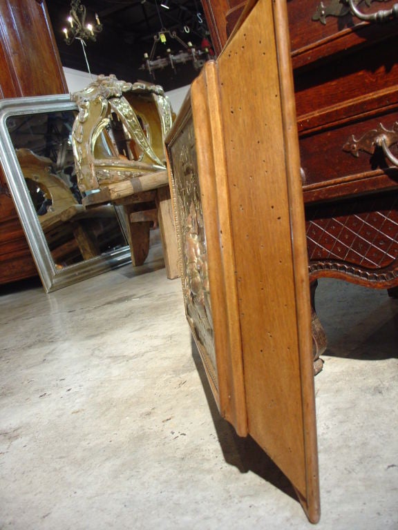 Pair of 19th Century Brass Repousse Plaques with Walnut Frames 2