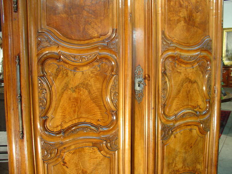 French Rare Period Regence Armoire Lyonnaise-Walnut and Burled Walnut (1700-1730)