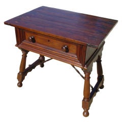 Mid 1800s Spanish Baroque Style Walnut Wood Table