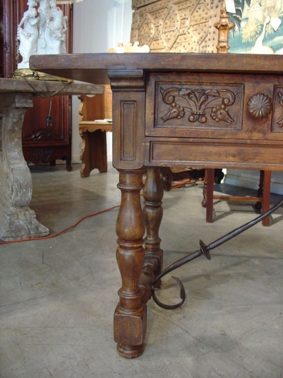 Antique Catalan Walnut Wood Console from France